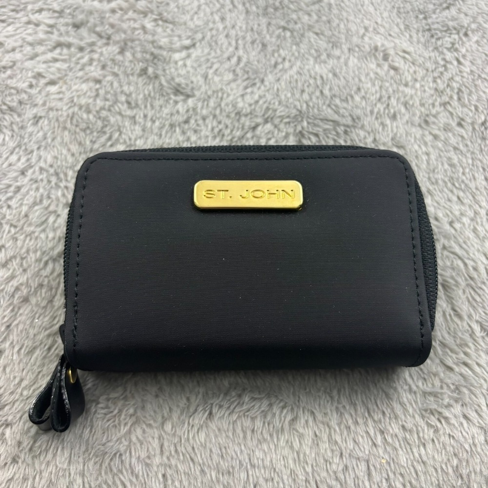 St John Collection‎ Key Finder Ring Coin Purse Holder Black Gold Logo Classic